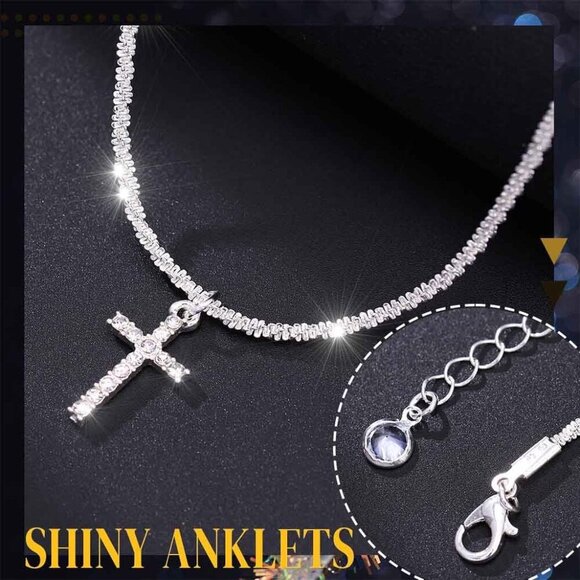 Sterling Silver Ankle Bracelet Dainty 14K Gold Plated Waterproof Beach Jewelry - Picture 6 of 6